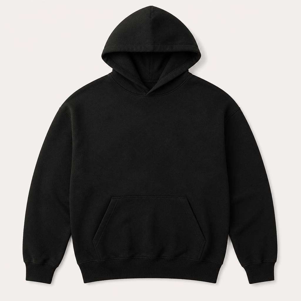 Black heavyweight cotton hoodie